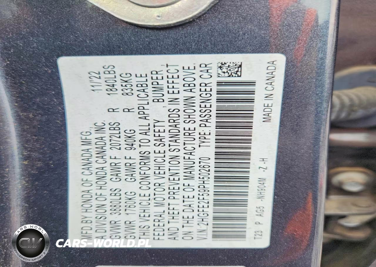 2023 Honda Civic Sport VIN:2HGFE2F59PH502670 - 12
