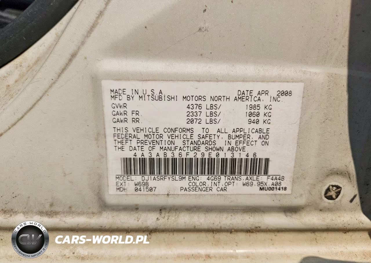 2009 Mitsubishi Galant Es VIN:4A3AB36F29E013146 - 12