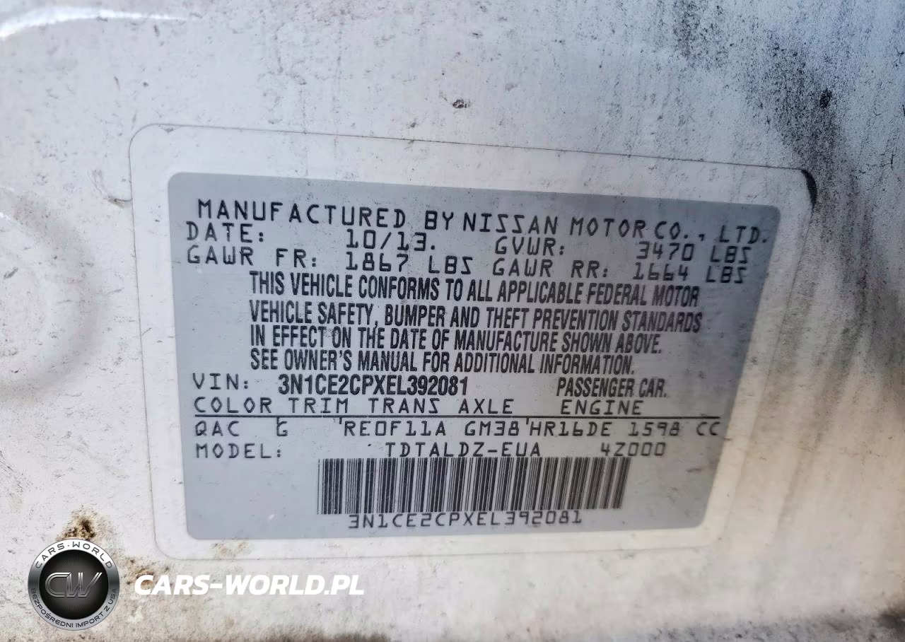 2014 Nissan Versa Note Sv VIN:3N1CE2CPXEL392081 - 12