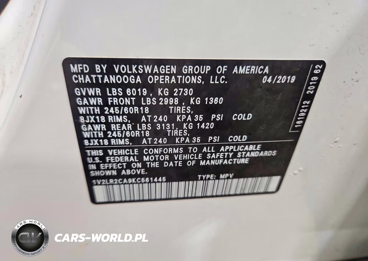 2019 Volkswagen Atlas Se VIN:1V2LR2CA9KC561445 - 13