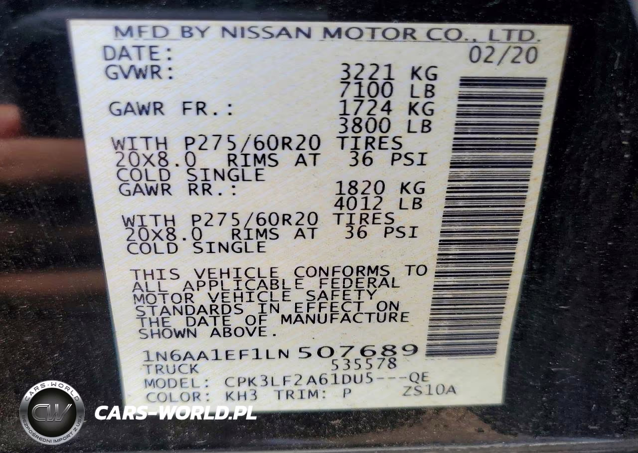 2020 Nissan Titan Platinum Reserve VIN:1N6AA1EF1LN507689 - 13
