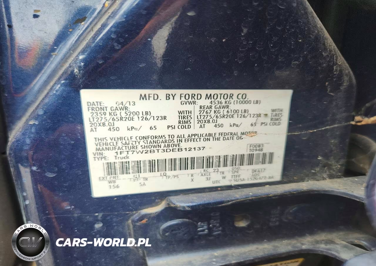 2013 Ford F250 Super Duty VIN:1FT7W2BT3DEB12137 - 12