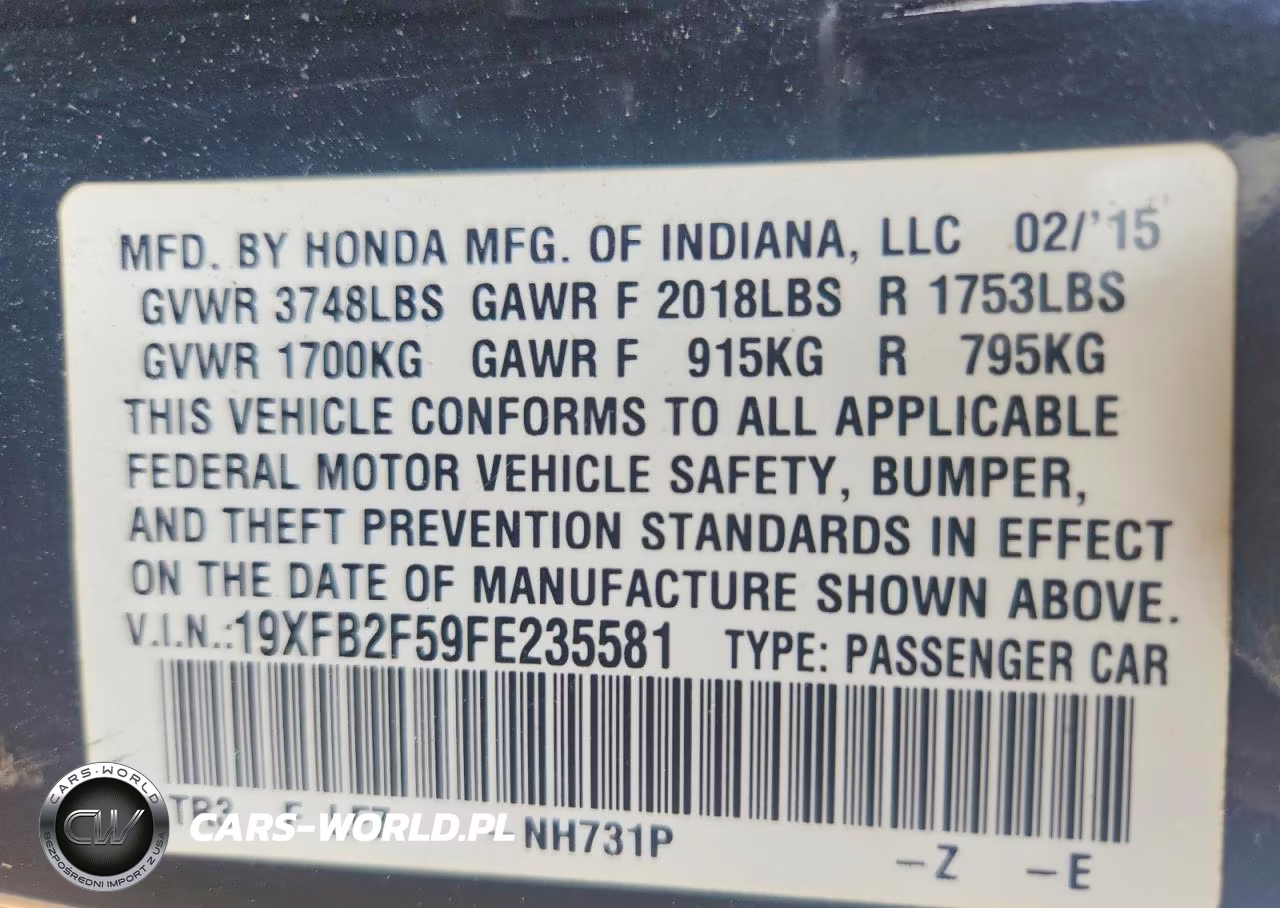 2015 Honda Civic Lx VIN:19XFB2F59FE235581 - 12