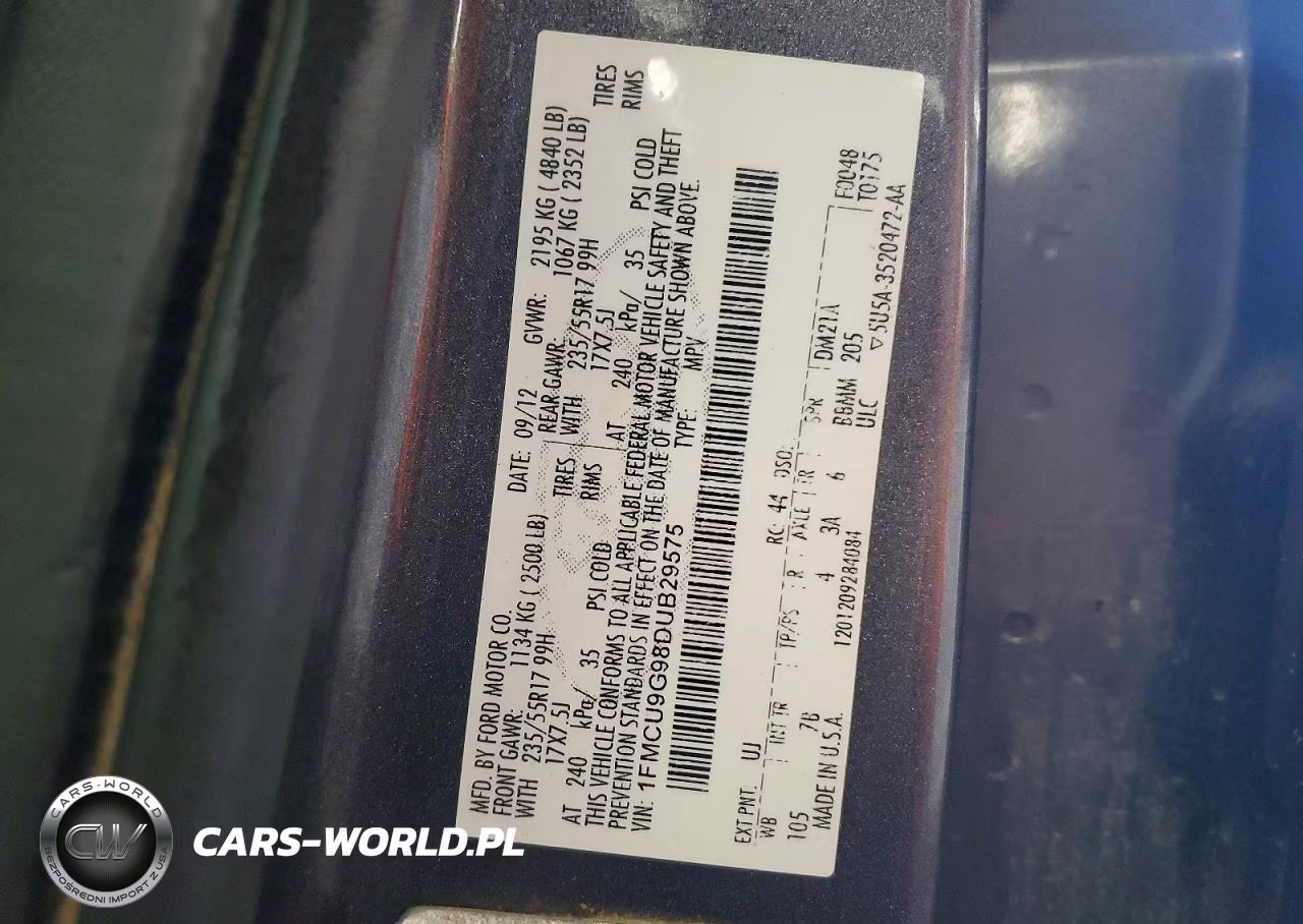 2013 Ford Escape Se VIN:1FMCU9G98DUB29575 - 13