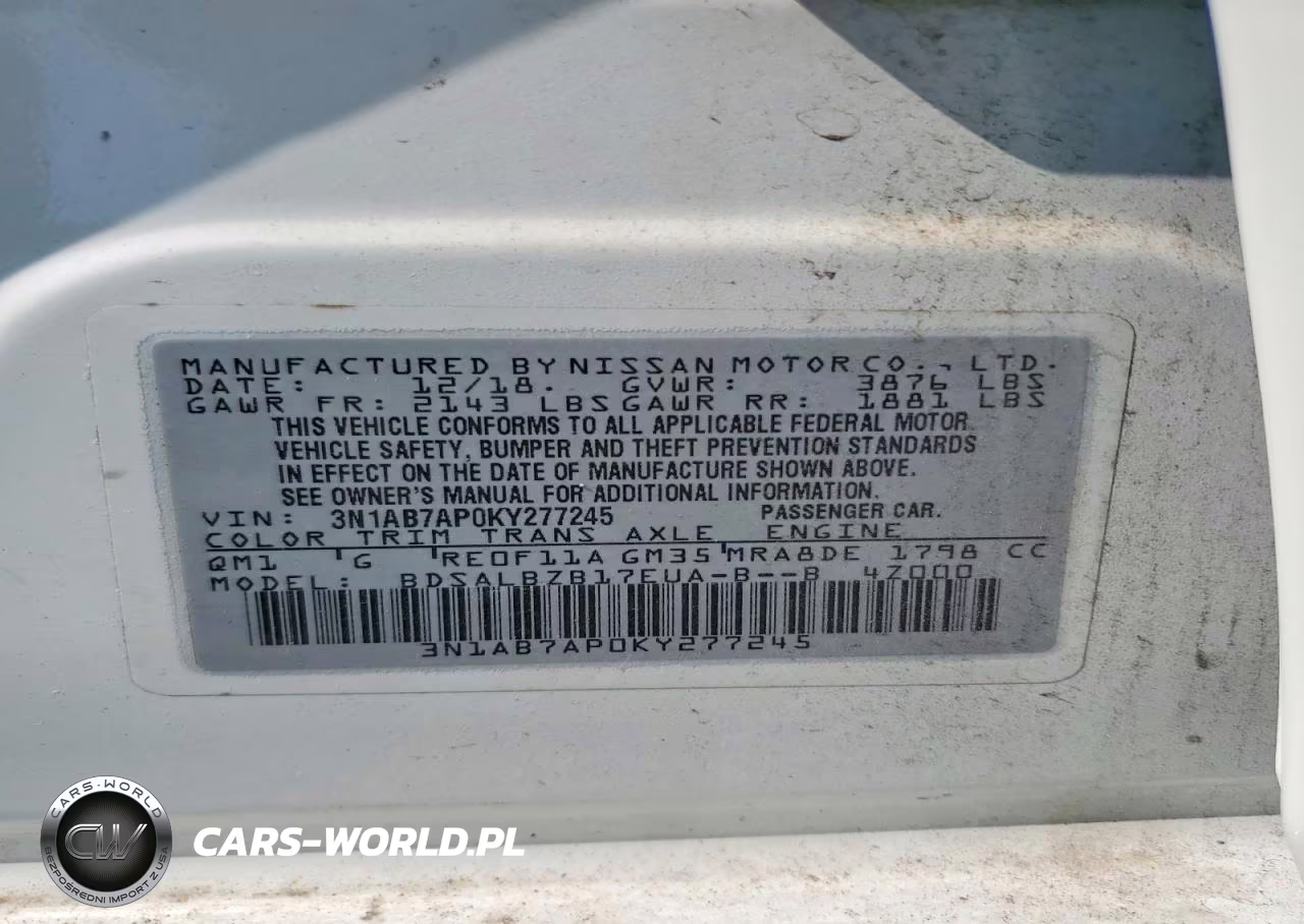 2019 Nissan Sentra S VIN:3N1AB7AP0KY277245 - 12