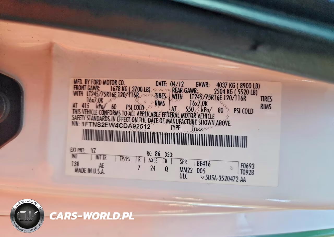 2012 Ford Uk VIN:1FTNS2EW4CDA92512 - 12