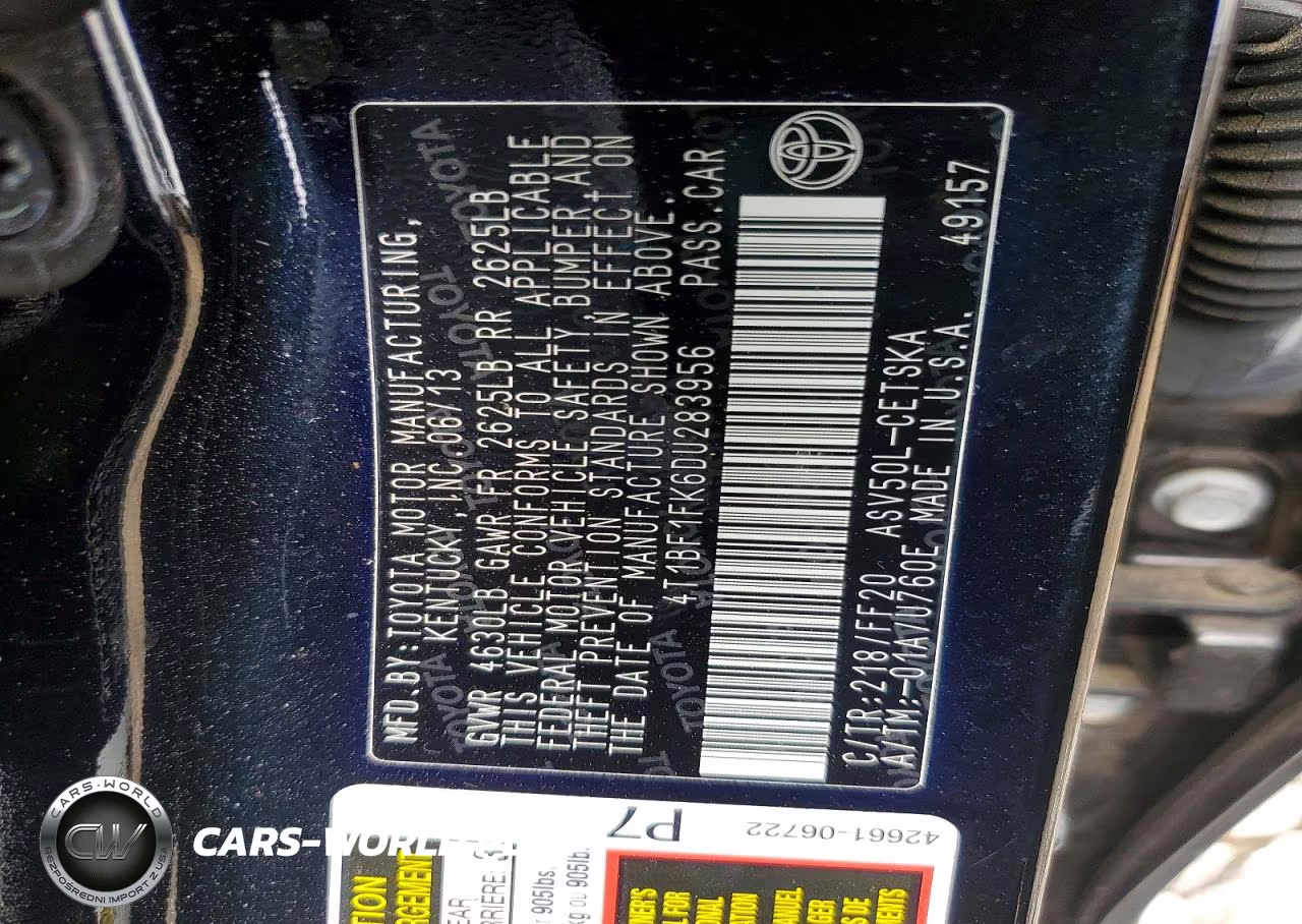 2013 Toyota Camry Se VIN:4T1BF1FK6DU283956 - 12