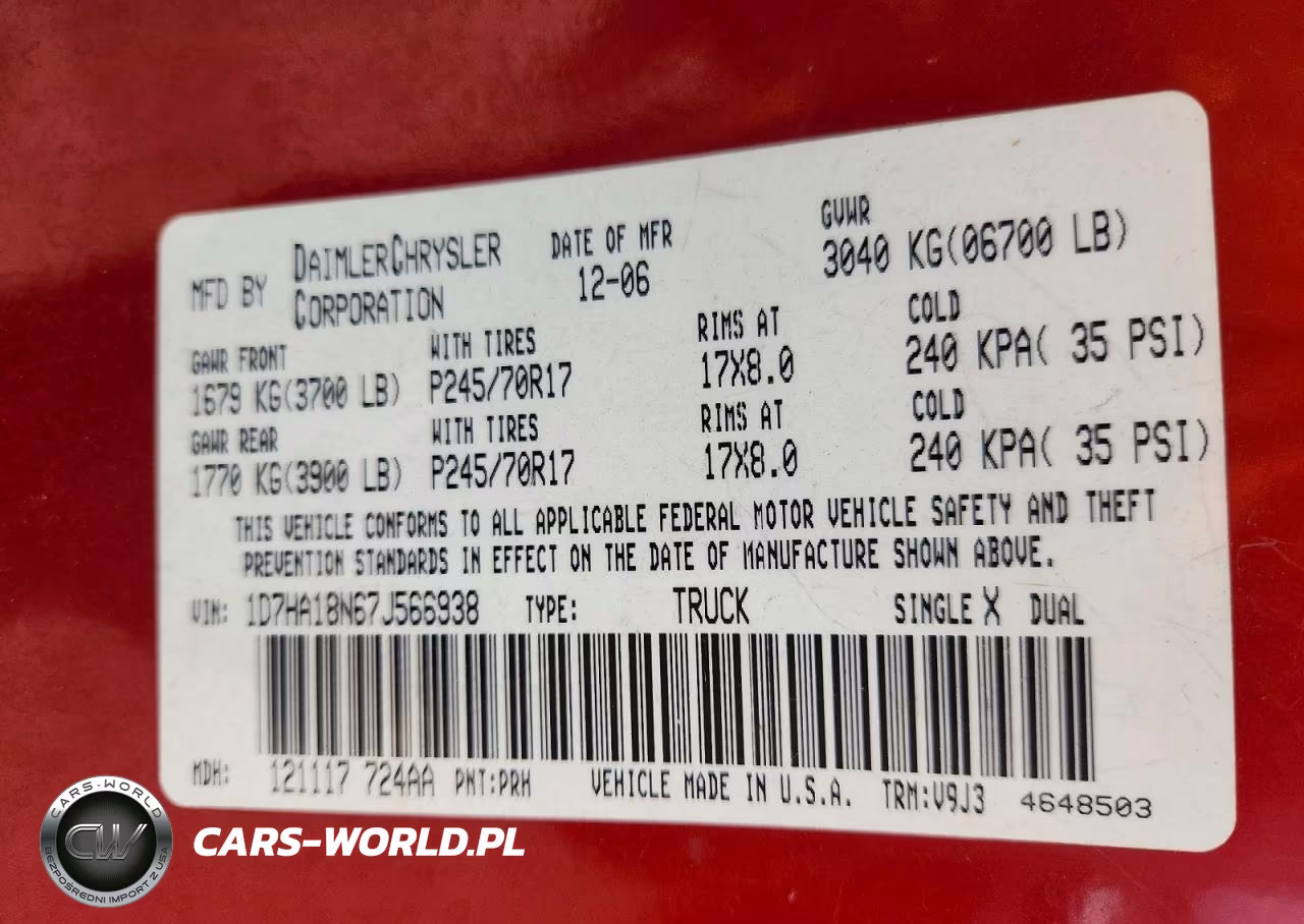 2007 Dodge Ram 1500 St VIN:1D7HA18N67J566938 - 12