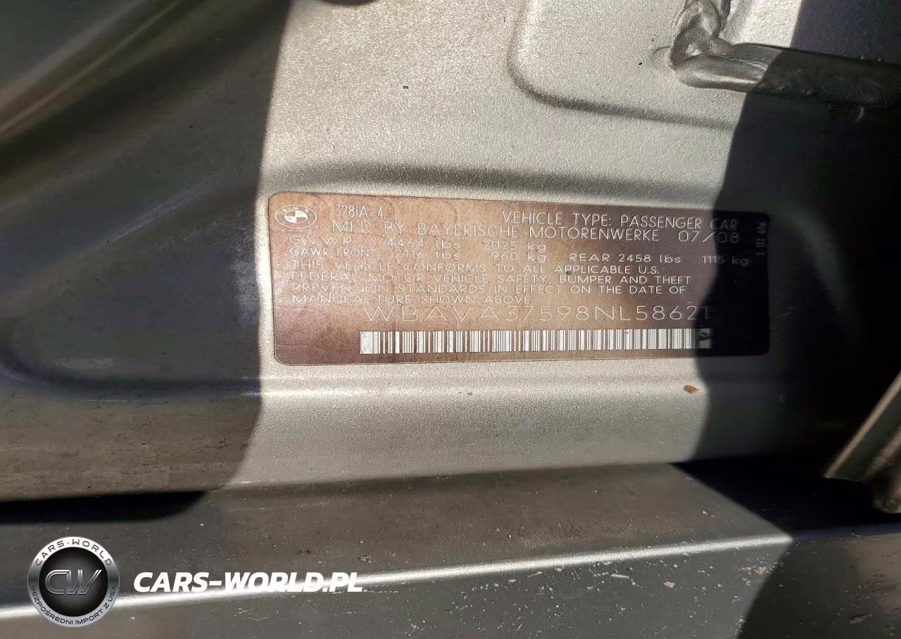 2008 BMW 328 I VIN:WBAVA37598NL58621 - 13