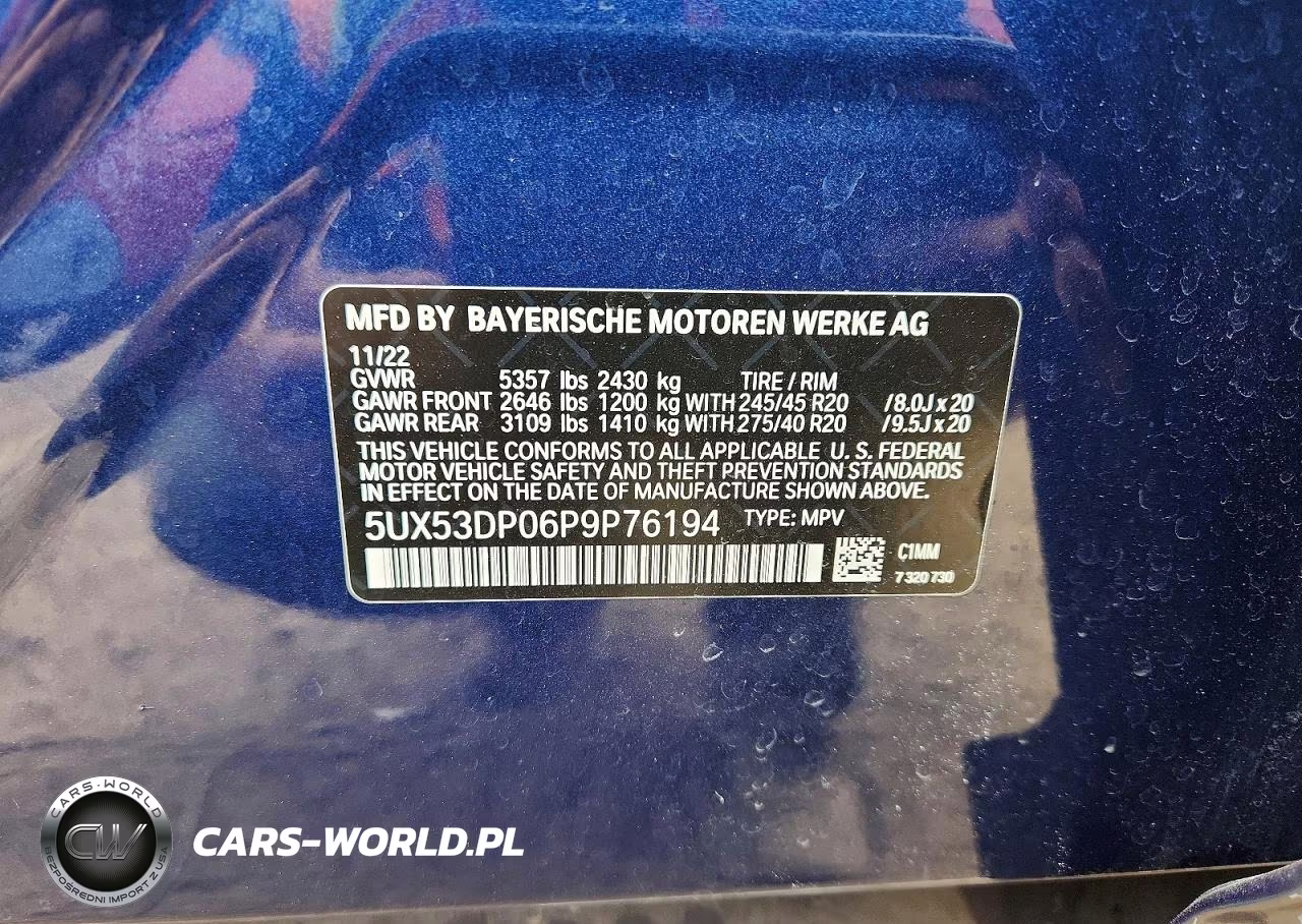 2023 BMW X3 xDrive30I VIN:5UX53DP06P9P76194 - 13