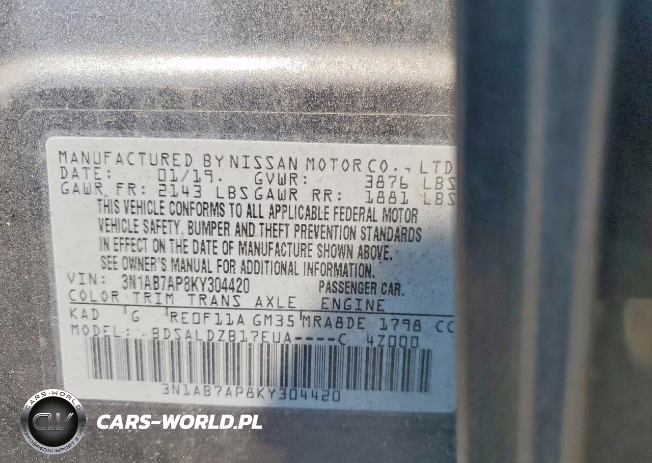 2019 Nissan Sentra Sv VIN:3N1AB7AP8KY304420 - 12