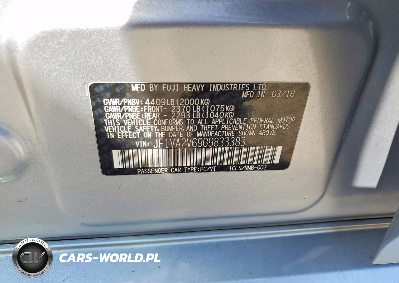 2016 Subaru Wrx Sti VIN:JF1VA2V69G9833383 - 12