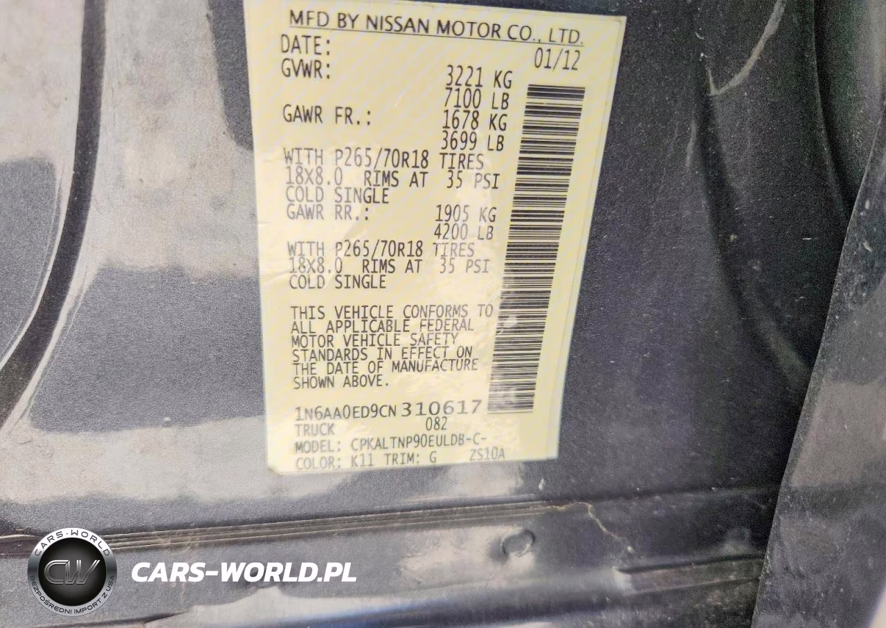 2024 Nissan Titan Sv VIN:1N6AA0ED9CN310617 - 12