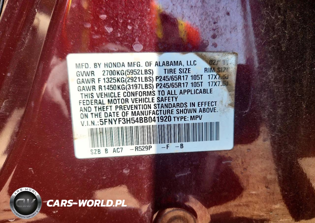 2011 Honda Pilot Exl VIN:5FNYF3H54BB041920 - 13