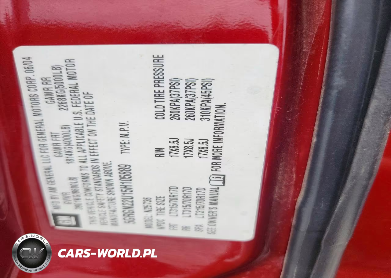 2005 Hummer H2 Sut VIN:5GRGN22U15H105889 - 13