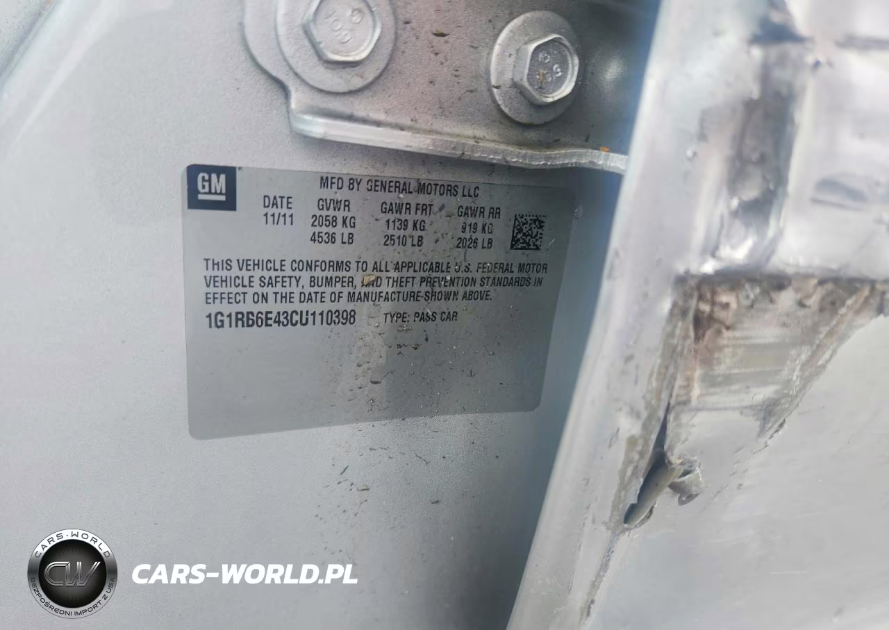2012 Chevrolet Volt VIN:1G1RB6E43CU110398 - 12