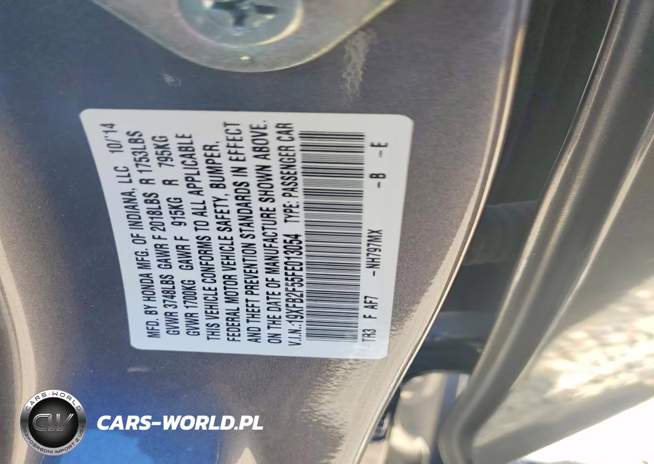 2015 Honda Civic Lx VIN:19XFB2F55FE013054 - 12