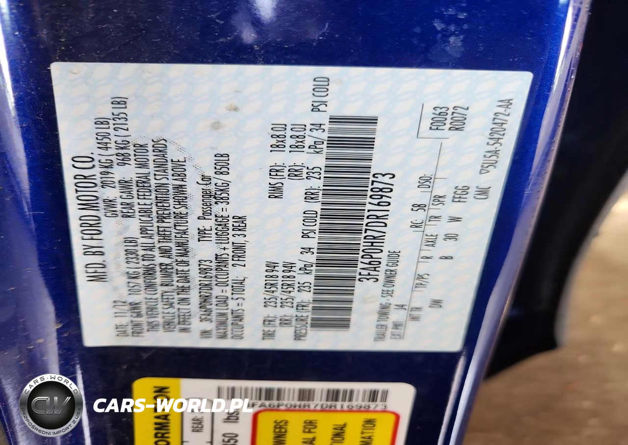 2013 Ford Fusion Se VIN:3FA6P0HR7DR169873 - 12