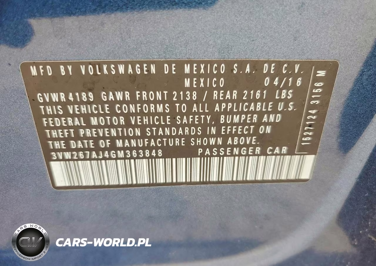 2016 Volkswagen Jetta S VIN:3VW267AJ4GM363848 - 12