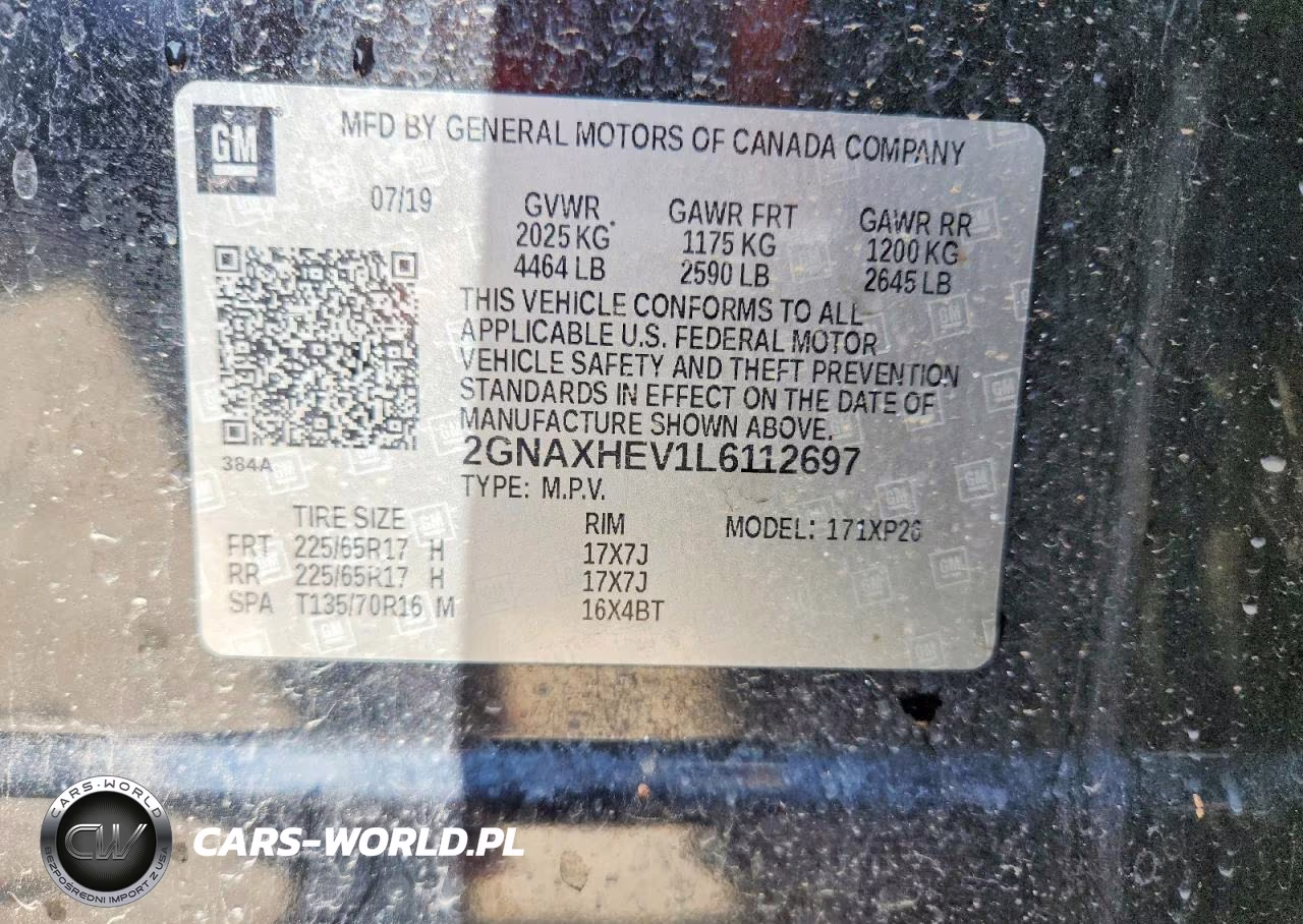 2020 Chevrolet Equinox Ls VIN:2GNAXHEV1L6112697 - 13