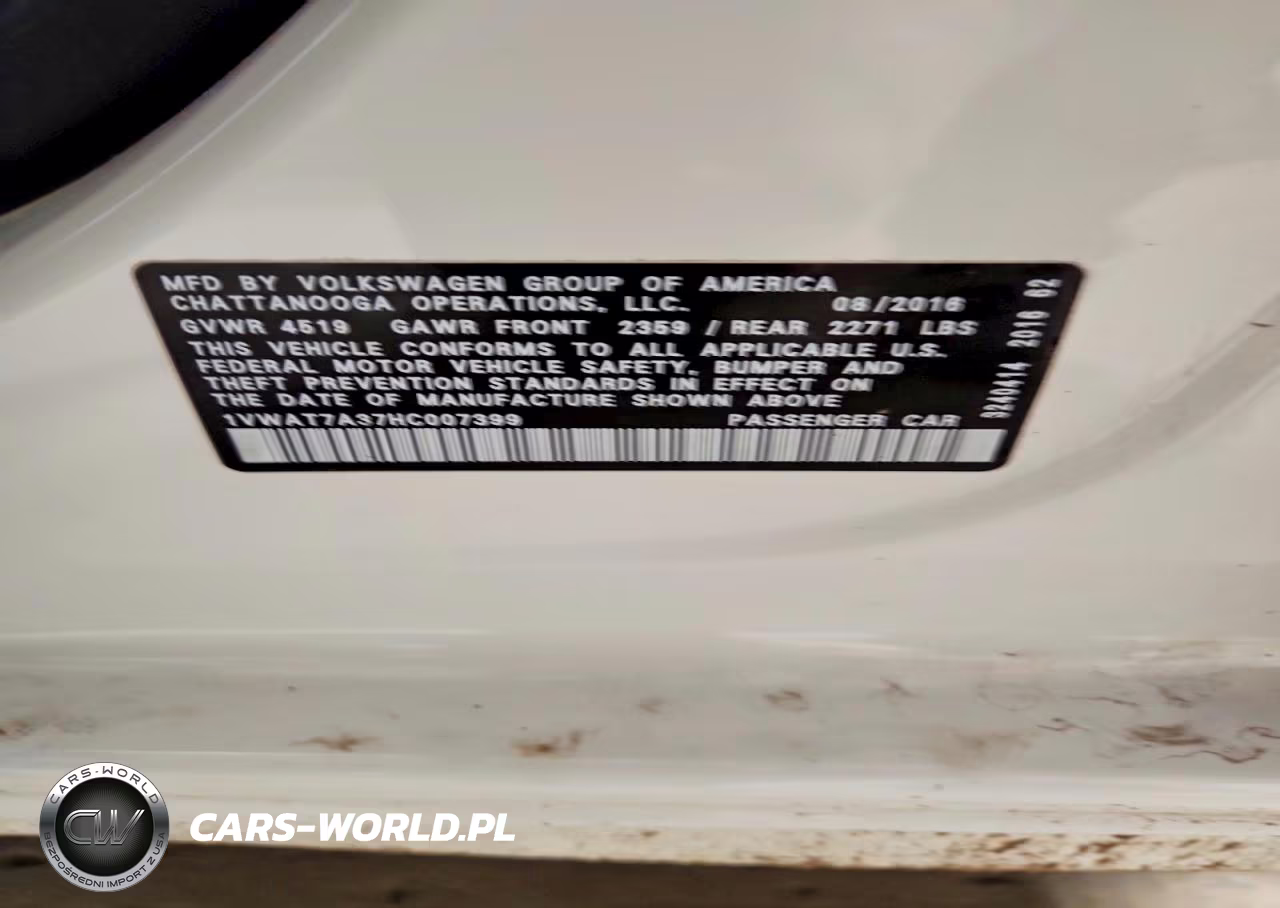 2017 Volkswagen Passat S VIN:1VWAT7A37HC007399 - 13