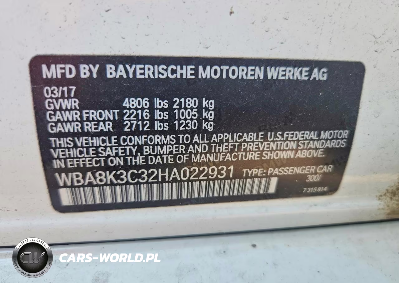 2017 BMW 330 Xi VIN:WBA8K3C32HA022931 - 12