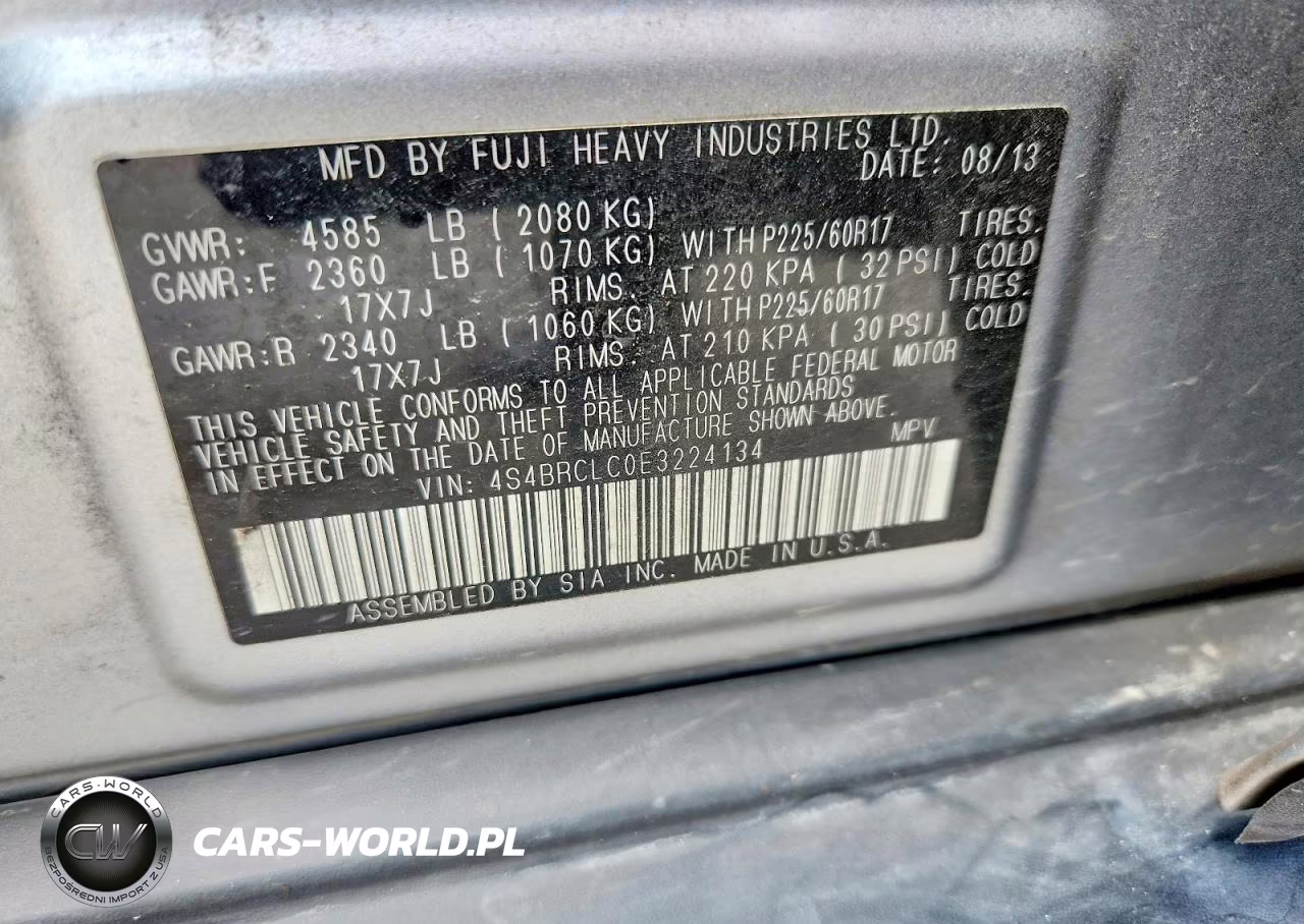 2014 Subaru Outback 2.5I Limited VIN:4S4BRCLC0E3224134 - 12