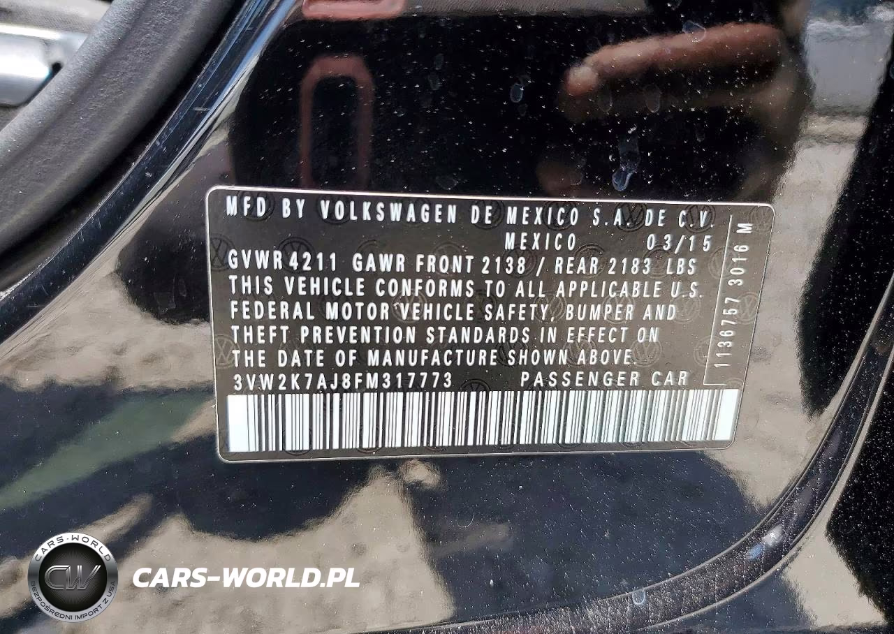 2015 Volkswagen Jetta Base VIN:3VW2K7AJ8FM317773 - 12