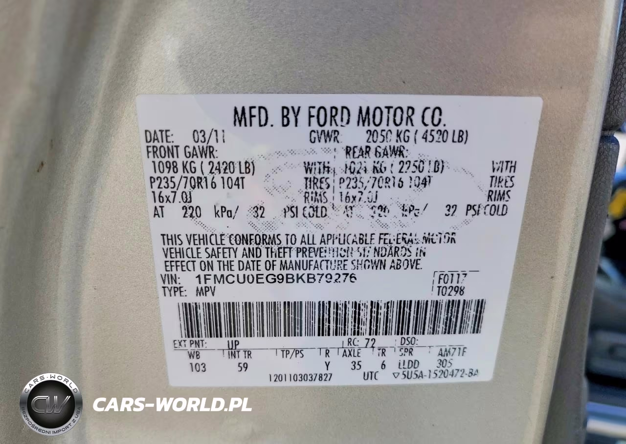 2011 Ford Escape Limited VIN:1FMCU0EG9BKB79276 - 13