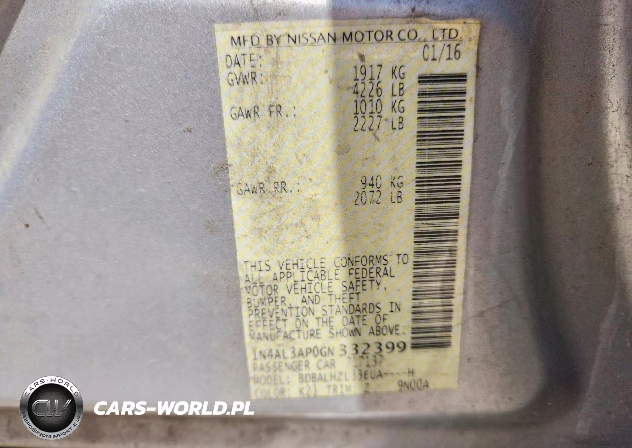 2016 Nissan Altima VIN:1N4AL3AP0GN332399 - 12