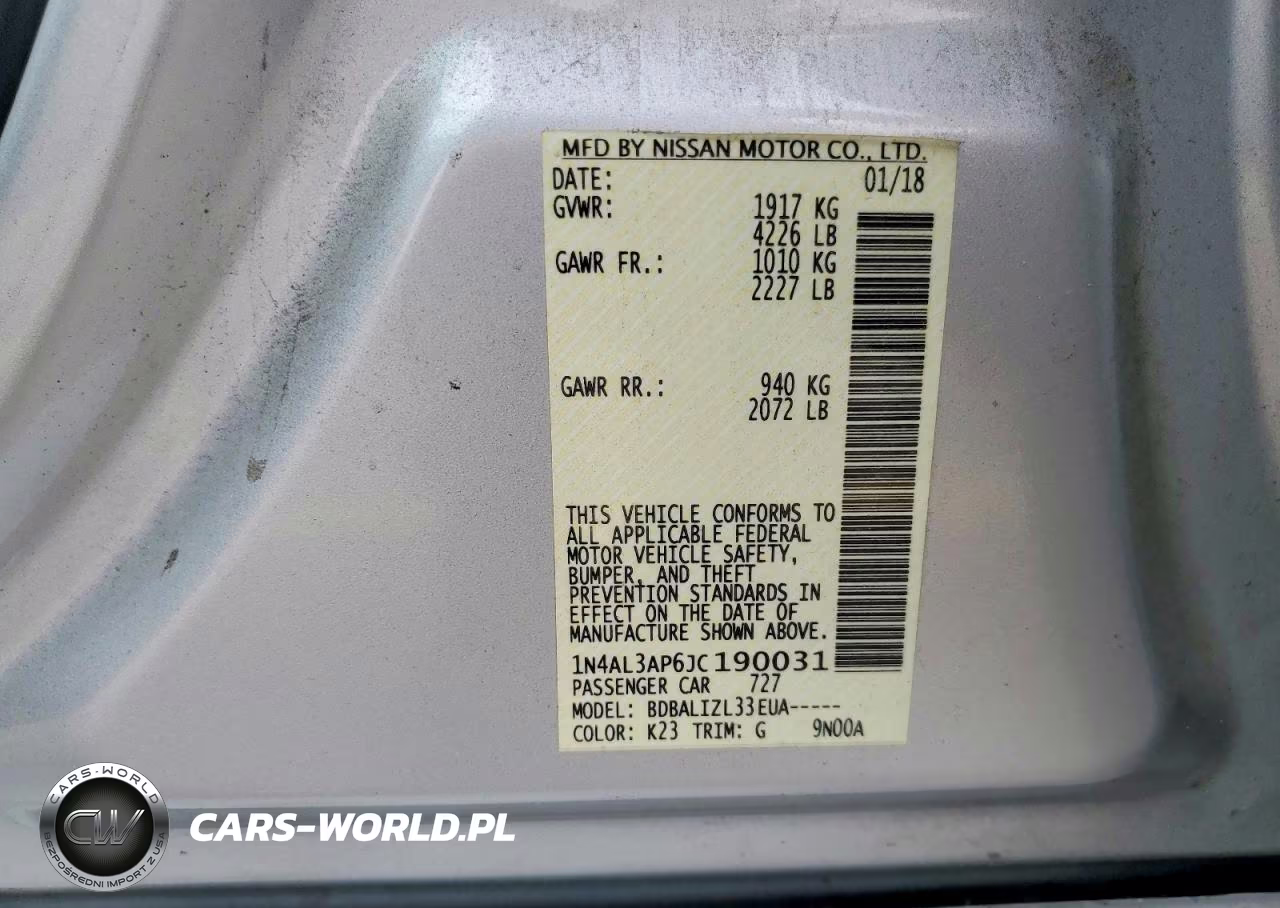 2018 Nissan Altima 2.5 Sv VIN:1N4AL3AP6JC190031 - 12