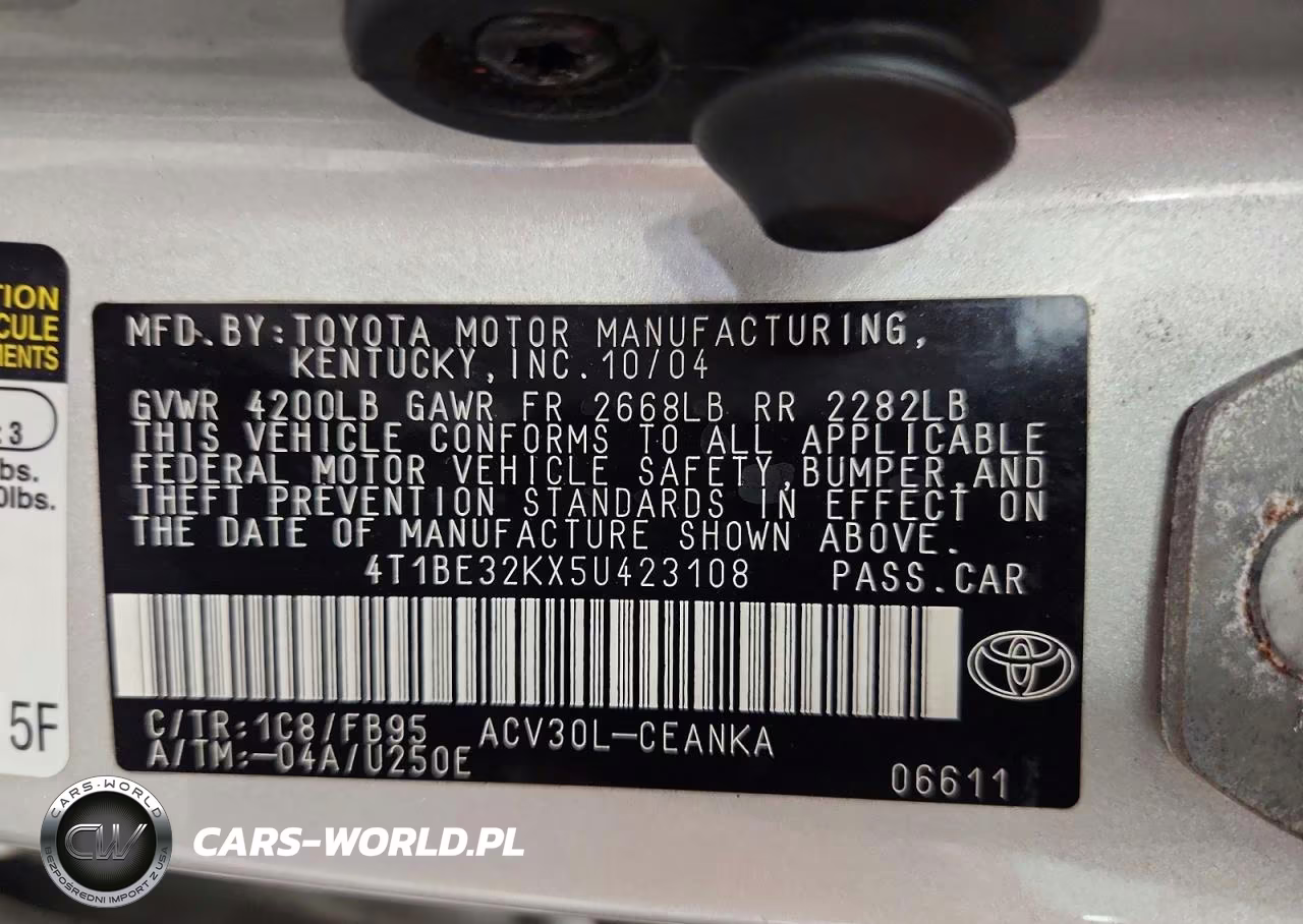 2005 Toyota Camry Le VIN:4T1BE32KX5U423108 - 13