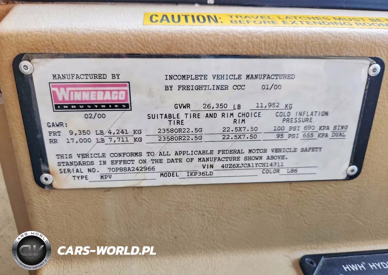 2000 Winnebago Horizon Rv VIN:4UZ6XJCA1YCH14311 - 10
