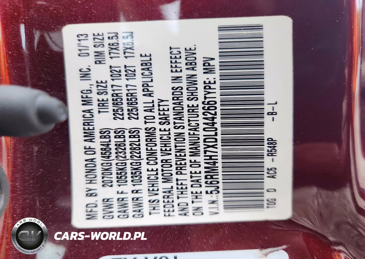 2013 Honda Cr-V Exl VIN:5J6RM4H7XDL044266 - 13