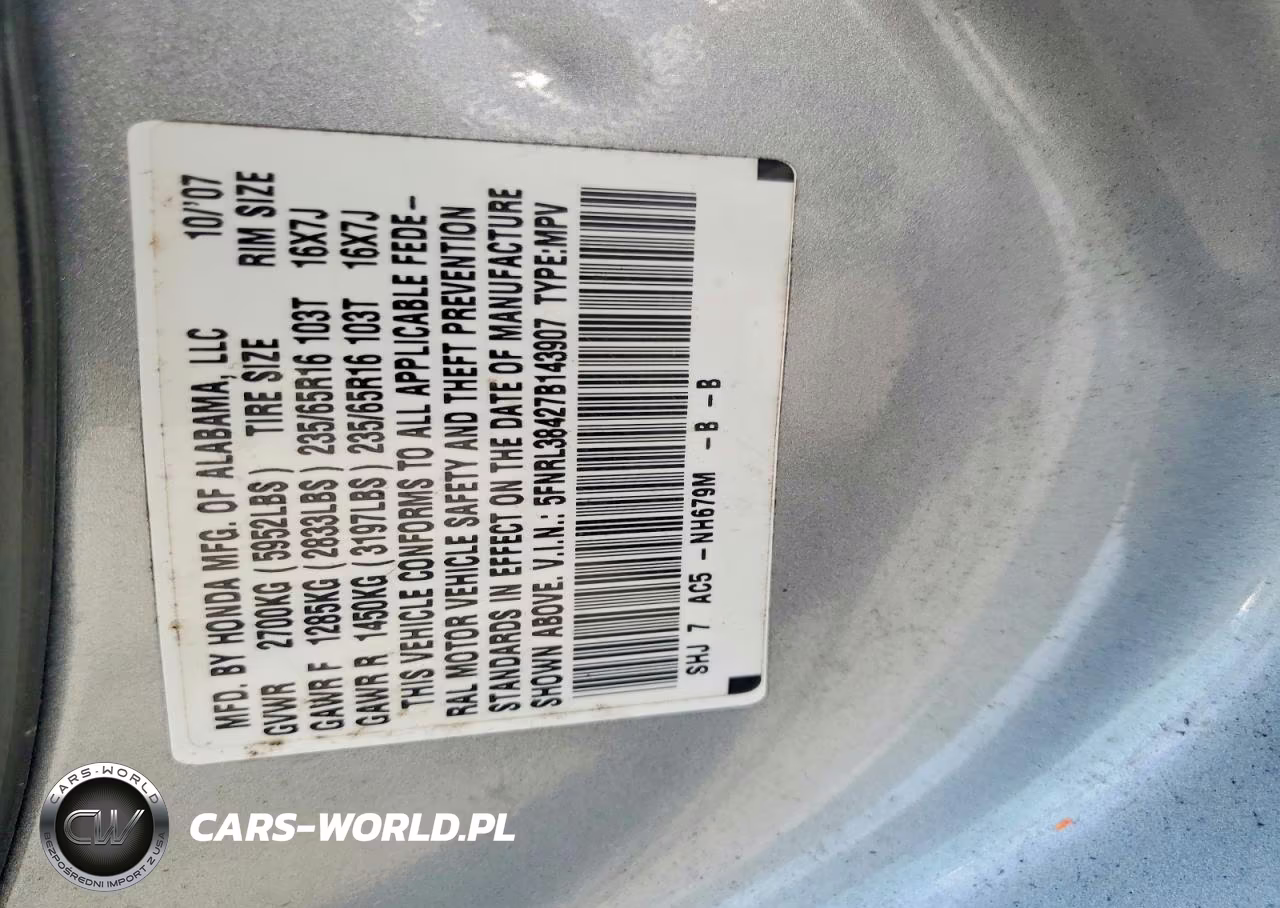 2007 Honda Odyssey Ex VIN:5FNRL38427B143907 - 13