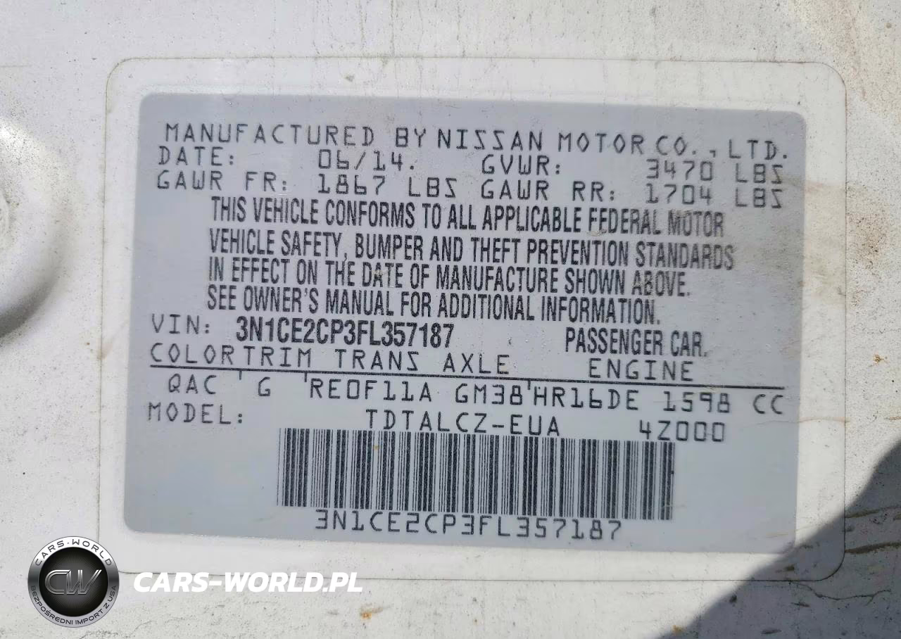 2015 Nissan Versa Note S Plus VIN:3N1CE2CP3FL357187 - 12