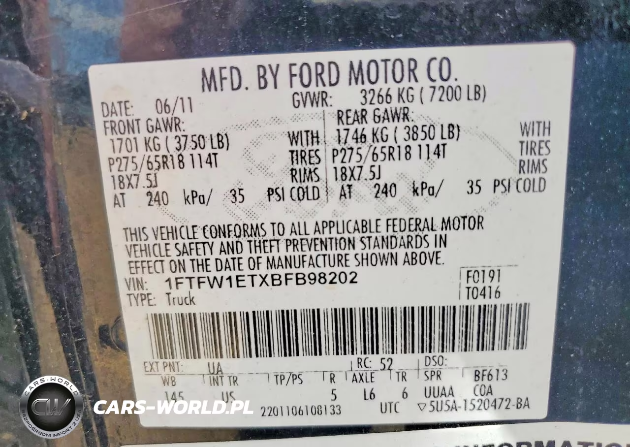 2011 Ford F150 Supercrew VIN:1FTFW1ETXBFB98202 - 12
