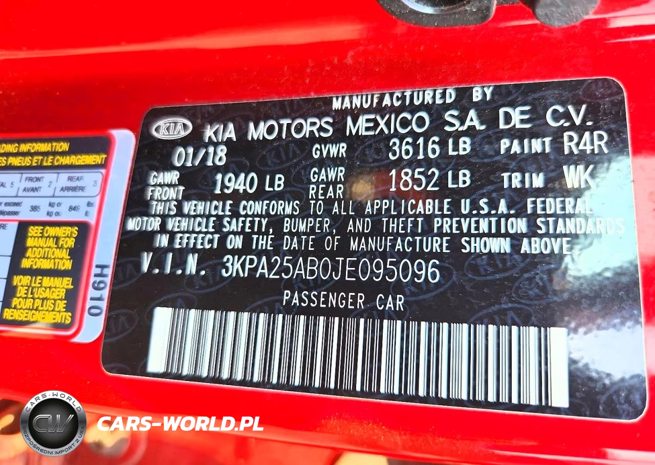 2018 Kia Rio 5-Door S VIN:3KPA25AB0JE095096 - 13