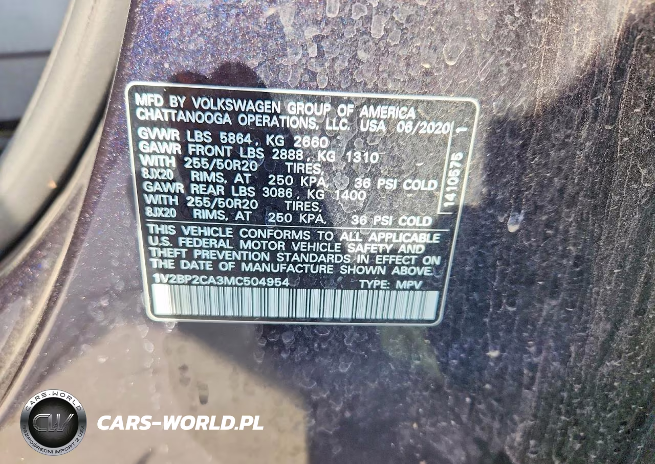 2021 Volkswagen Atlas Sel VIN:1V2BP2CA3MC504954 - 12