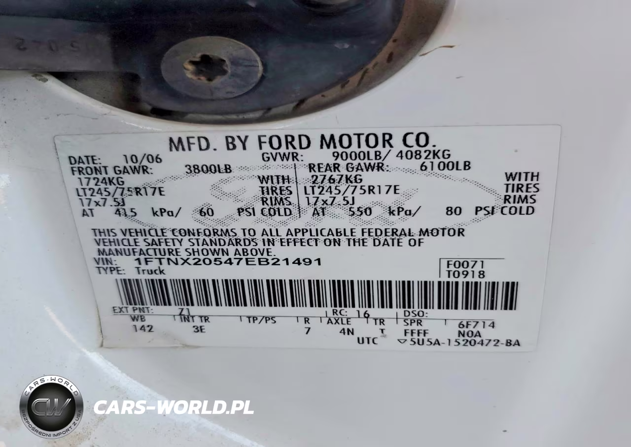 2007 Ford F250 Super Duty VIN:1FTNX20547EB21491 - 12