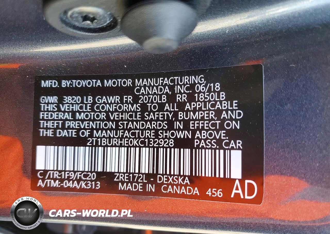 2019 Toyota Corolla Se VIN:2T1BURHE0KC132928 - 12