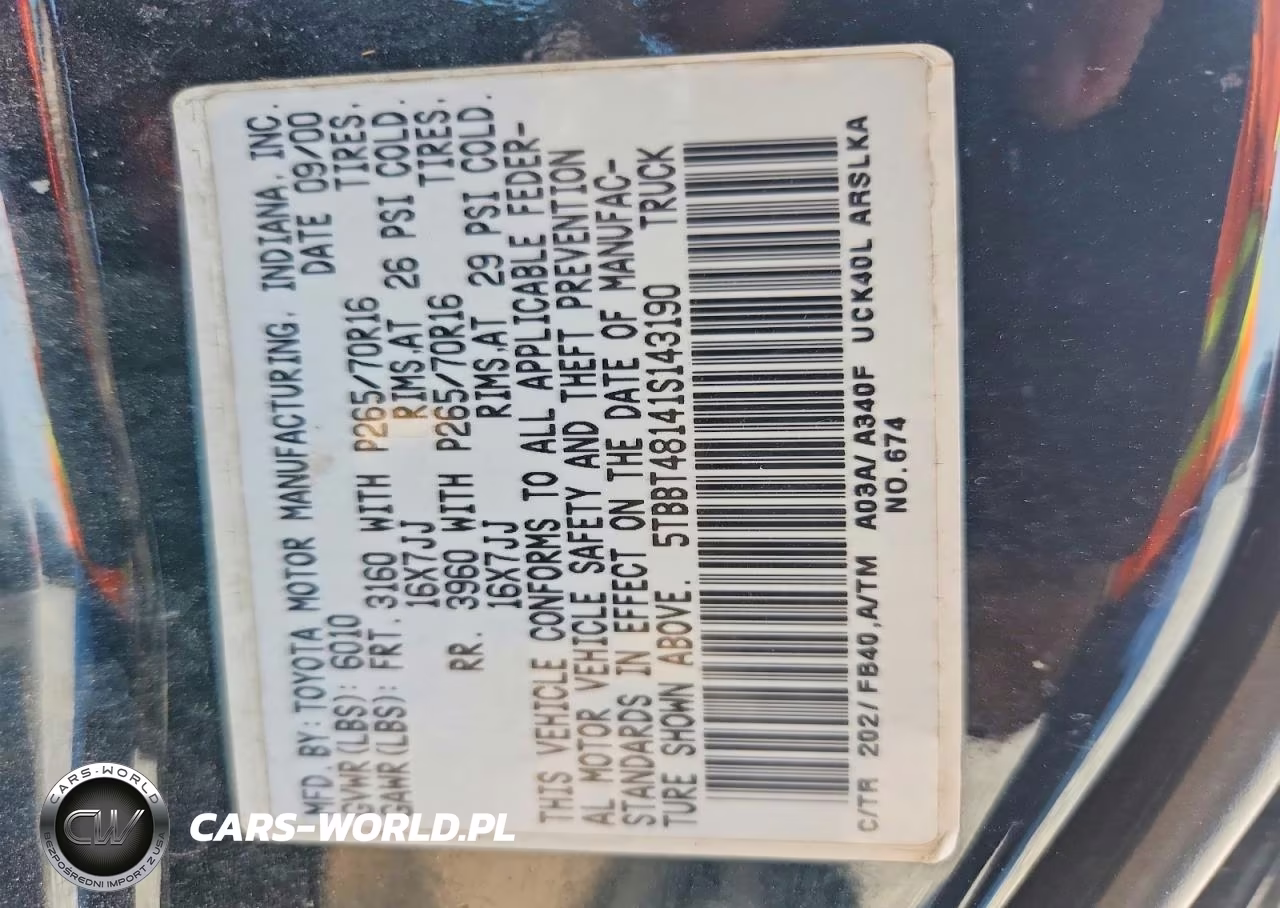 2001 Toyota Tundra Access Cab Limited VIN:5TBBT48141S143190 - 12