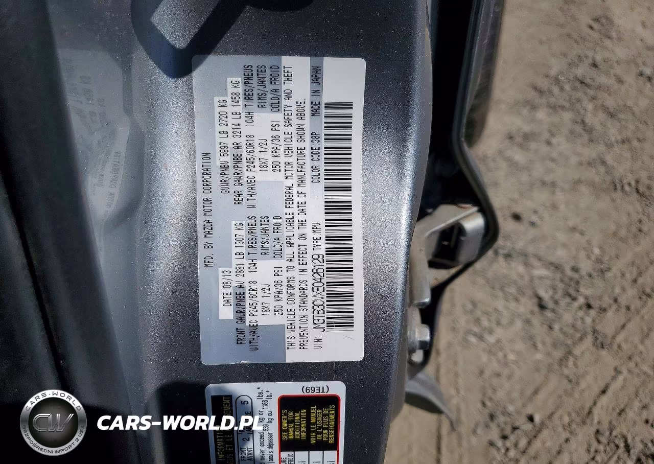 2014 Mazda Cx-9 Touring VIN:JM3TB3CVXE0426129 - 12