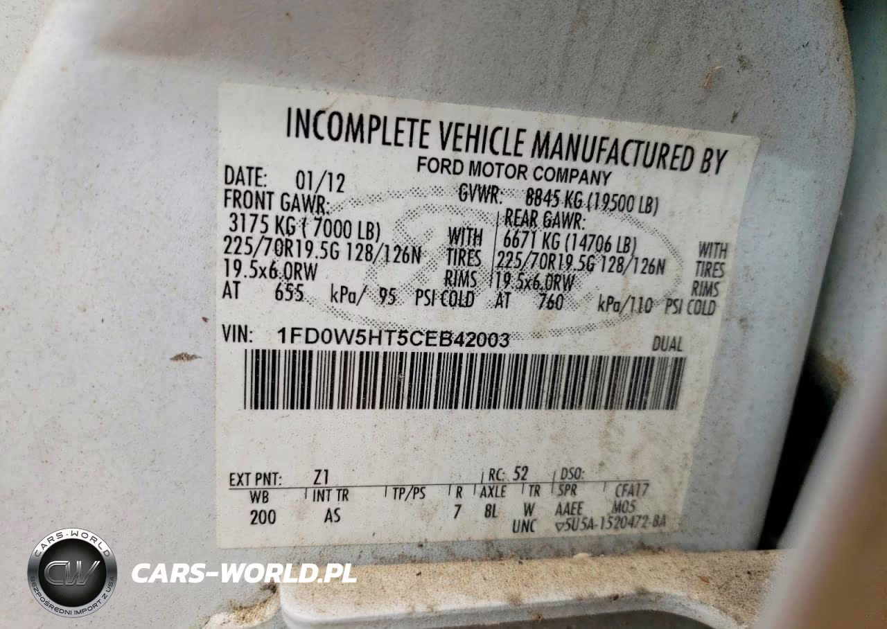 2012 Ford F550 Super Duty VIN:1FD0W5HT5CEB42003 - 12