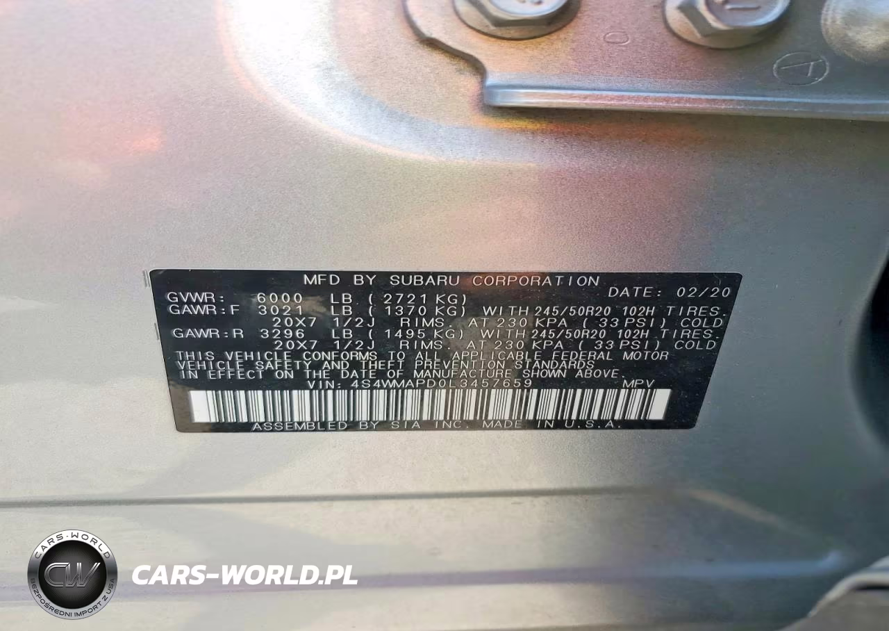2020 Subaru Ascent Limited VIN:4S4WMAPD0L3457659 - 14