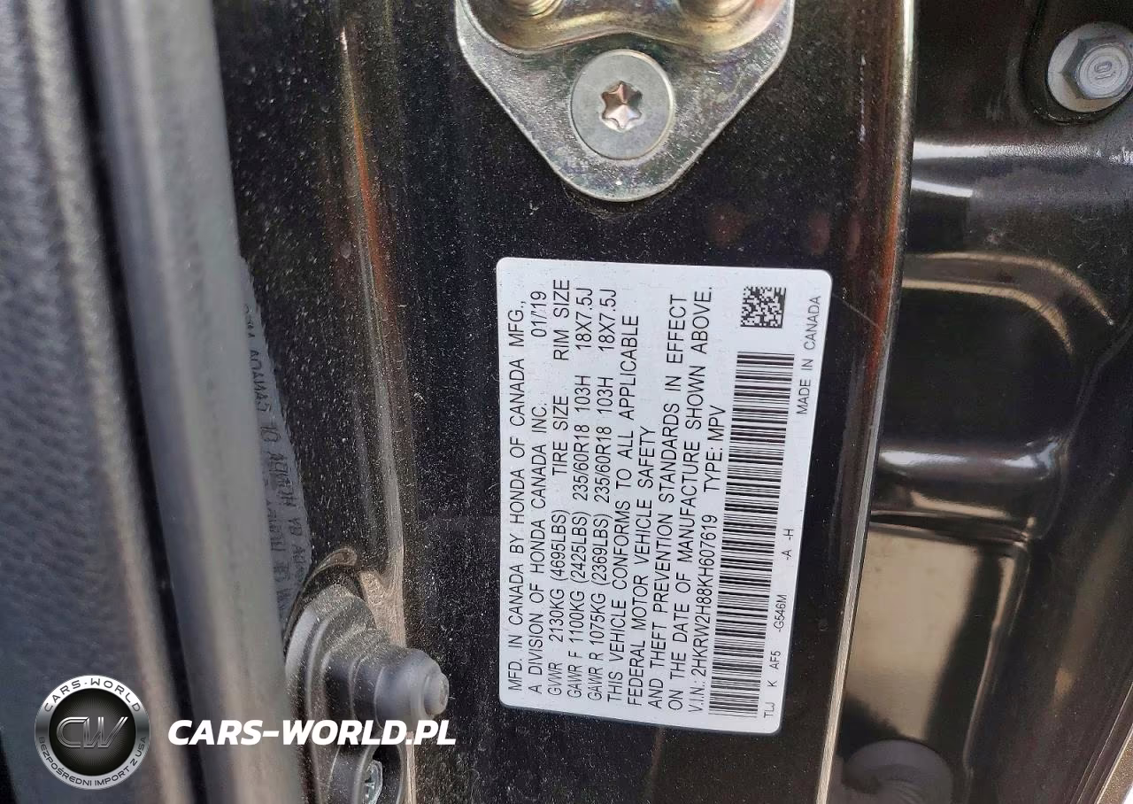 2019 Honda Cr-V Exl VIN:2HKRW2H88KH607619 - 14