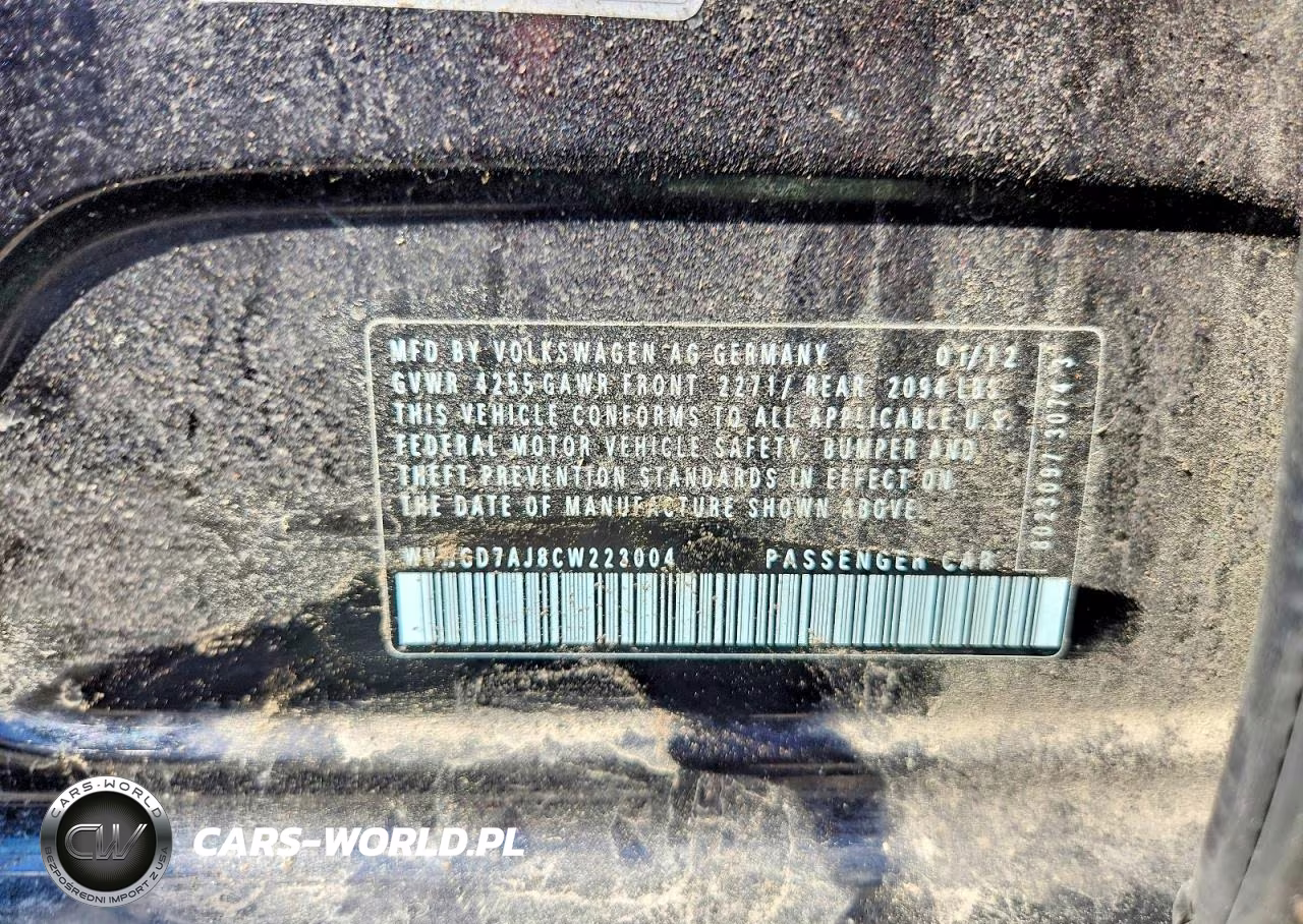 2012 Volkswagen Gti VIN:WVWGD7AJ8CW223004 - 12