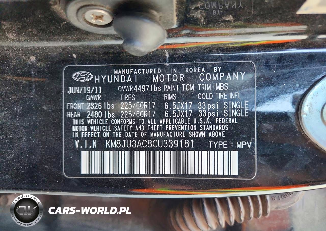 2012 Hyundai Tucson Gls VIN:KM8JU3AC8CU339181 - 13