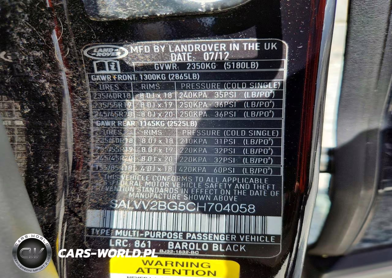 2012 Land Rover Range Rover Evoque Prestige Premium VIN:SALVV2BG5CH704058 - 13