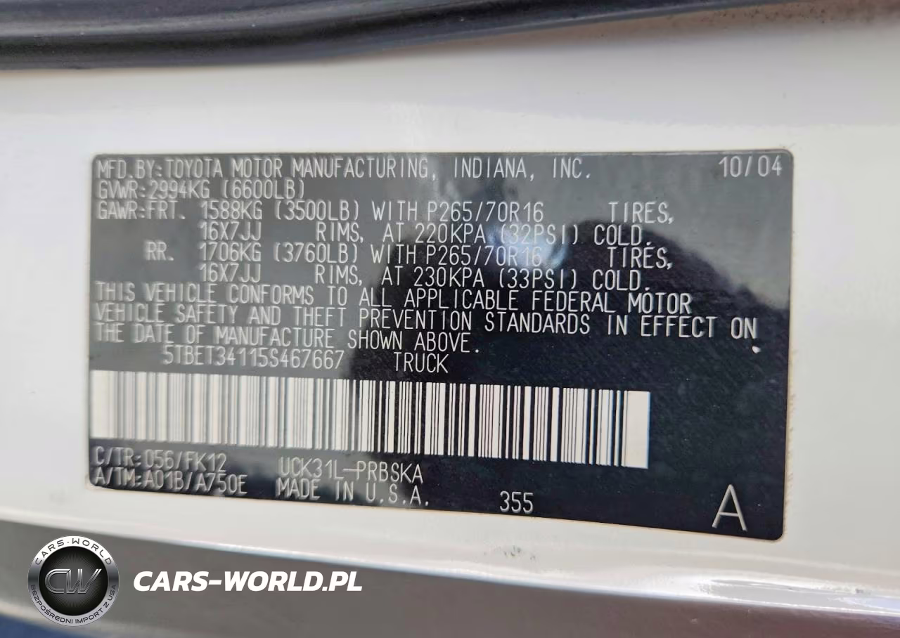 2005 Toyota Tundra Double Cab Sr5 VIN:5TBET34115S467667 - 12